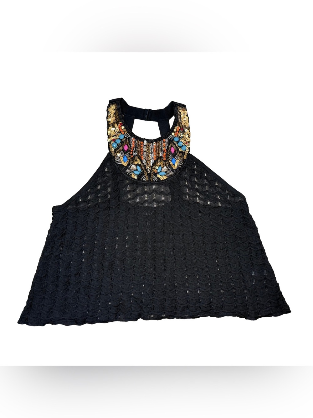 Y2K Bebe Knit Embellished Halter Baby Doll Style Top
